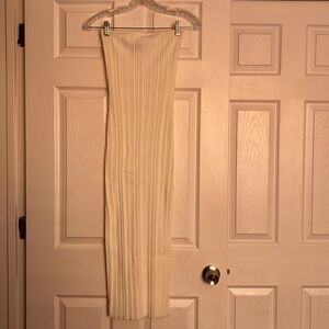 White Fox White Ribbed Midi Dress XS